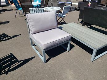Stanley Ranger Outdoor Grey Metal Armless Chair with Grey Cushions