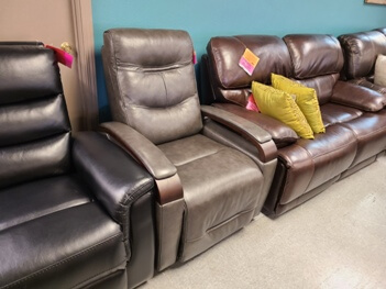 Jason Furniture Canmore Charcoal Leather Power Recliner with Contoured Hardwood Arms