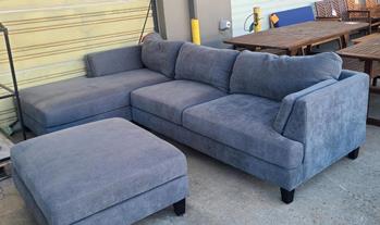 Ontai Ellery Charcoal Fabric Sectional with Left-Hand Chaise & Ottoman (blemish)