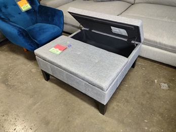 Furniture of America Light Grey Split-Top Storage Ottoman