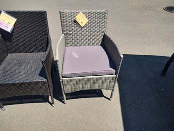 Outdoor Harris Dark Brown PVC Wicker Chair with Charcoal Seat Cushion