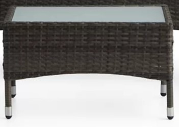 Outdoor Harris Dark Brown PVC Wicker Coffee Table with Glass Top