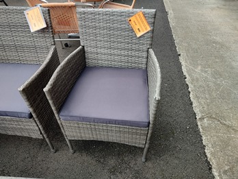 Outdoor Harris Light Grey PVC Wicker Chair with Charcoal Seat Cushion