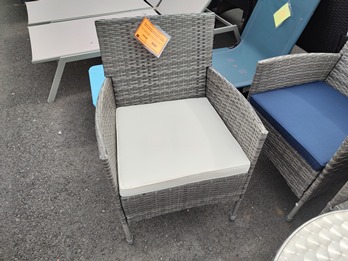 Outdoor Harris Light Grey PVC Wicker Chair with White Seat Cushion
