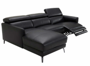 Jason Furniture Hoffman Black Leather Power Reclining Sectional Sofa with Left-Hand Chaise