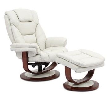 Manwah Faringdon White Leather Recliner with Ottoman