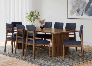 Integra Isabel Walnut finish & Blue Fabric Upholstered Side Chairs (set of 2)