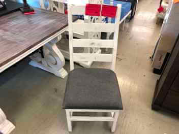 Vintage Furniture Joanna Side Chair in Nero White with Grey Fabric (blemish)