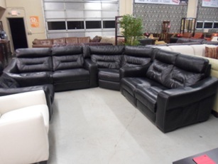 Judson Black Leather Power Reclining Sectional