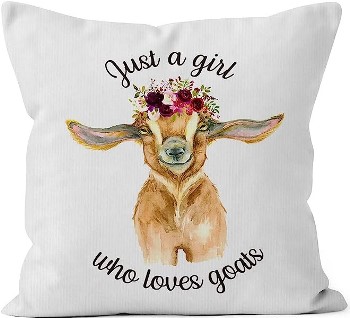 JUST A GIRL WHO LOVES GOATS Fabric Throw Pillow