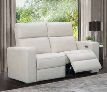 Abbyson Kramer Ivory Leather Power Reclining Loveseat