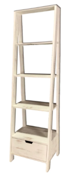 Vintage Furniture Ladder Bookcase with Drawer in White