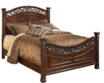 Ashley Leahlyn Queen Bed with Carved & Gold Accents