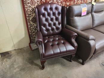 OSP Jamestown Faux Leather & Mahogany Queen Anne Accent Chair