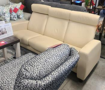 Stressless Arion Ivory Leather Reclining Sofa