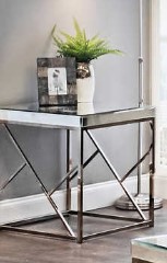 Steve Silver Lexie Glam Mirrored End Table with Chrome Copper Base (blemish)