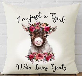JUST A GIRL WHO LOVES GOATS Fabric Throw Pillow