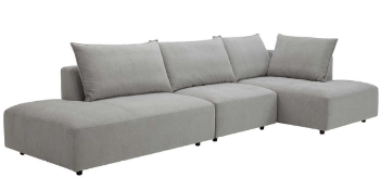 Jason Furniture Macon Light Silver 3-Piece Fabric Sectional 2 Chaises