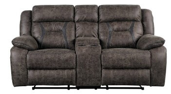 Homelegance Amite Dark Brown Polished Microsuede Reclining Console Loveseat
