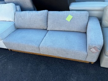 Jason Furniture Magnolia Sand One-Arm Loveseat with Wood Trim (no feet)