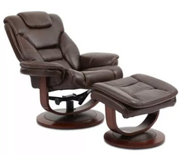 Manwah Faringdon Dark Brown Leather Swivel Recliner with Ottoman