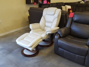 Manwah Faringdon White Leather Recliner with Ottoman
