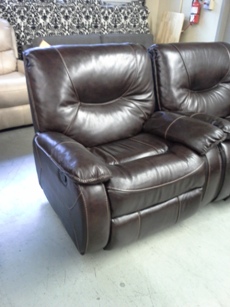ManWah Dante Walnut Leather Gliding Recliner