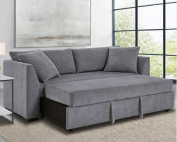 Thomasville Marion Charcoal Fabric Sofa with Queen Size Pull-Out Sleeper