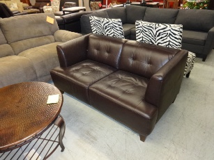 Alessia Chocolate Italian Leather Loveseat