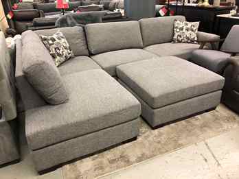 Jason Furniture Maycen 2-Piece Charcoal Fabric Sectional with Left-Hand Chaise & Ottoman