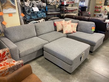 Jason Furniture Maycen 2-Piece Charcoal Fabric Sectional with Right-Hand Chaise & Ottoman