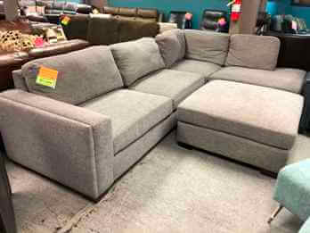 Jason Furniture Maycen 2-Piece Charcoal Fabric Sectional with Right-Hand Chaise & Ottoman