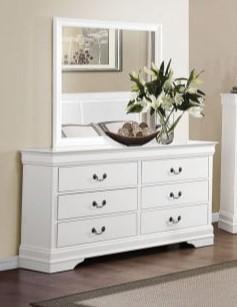 Homelegance Mayville White 6-Drawer Dresser with Mirror