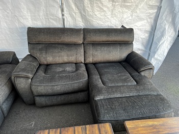 Manwah Moss Fabric 2-Piece Dual Power Reclining Loveseat with Right-Hand Chaise