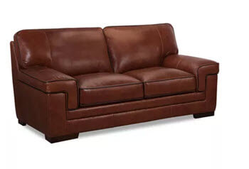 Simon Li Myers Cognac Leather Loveseat with Contrast Piping