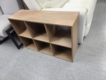 Natural Finish 6-Cubby Open-Shelf Bookcase