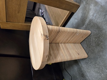 Three Hands Natural Finish End Table with Layered Base