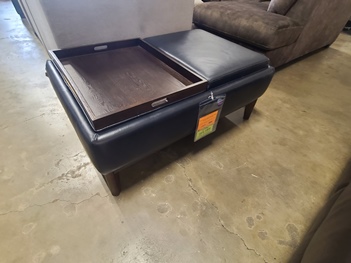 Jason Furniture Denali Navy Blue Leather Storage Ottoman