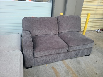 Emerald Dark Charcoal Fabric One-Arm Loveseat