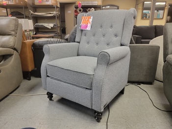 Abbyson Ophelia Grey Fabric Pushback Recliner with Tufted Back Accents