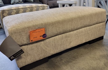 Ashley Variegated Beige Chenille Ottoman
