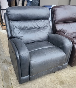 Home Meridian Charcoal Leather Chair (does not recline)