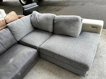 Maycen Silver Fabric One-Arm Chaise Sofa