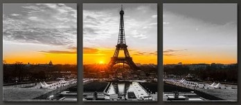 Eiffel Tower Sunrise Wall Art (set of 3) 16 x 36