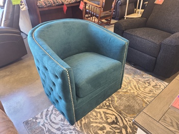 Handy Living Lazarus Teal Swivel Chair