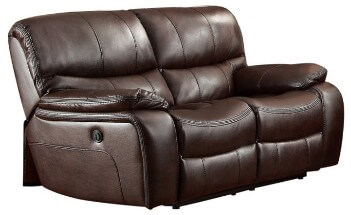 Homelegance Pecos Dark Brown Leather Gel Match Power Reclining Loveseat