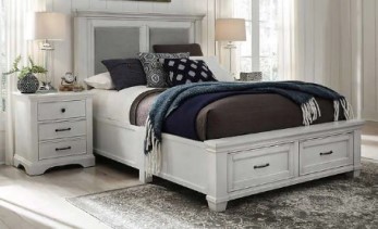 Universal Pierce Distressed White & Grey Queen Storage Bed (blemished)