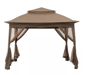Outdoor Khaki Portable Gazebo with Side Curtains