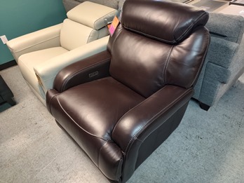 Jason Furniture Dark Brown Leather Power Recliner with Power Headrest