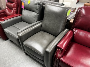 Barcalounger Ridgefield Charcoal Leather Pushback Recliner (mismatched legs)